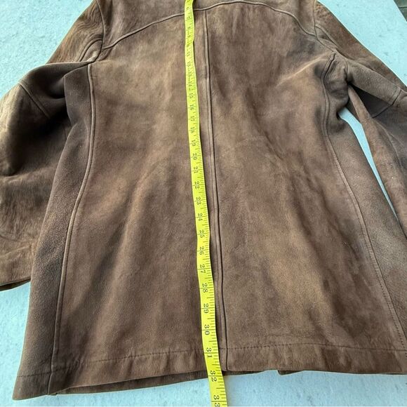 VINTAGE 70s McGregor Coat Whiskey Brown Suede Leather Bomber Barn Jacket | Sz 44 - Picture 4 of 14